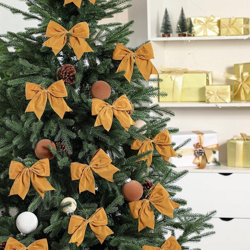 3 Pcs Christmas Velvet Bows – Vintage Rustic Ribbon Bows for Gift Wrapping, Christmas Tree & Wreath Decor, Farmhouse Holiday Ornaments for DIY Crafts, Garland, Presents (Red Velvet Xmas Bows) - Image 4